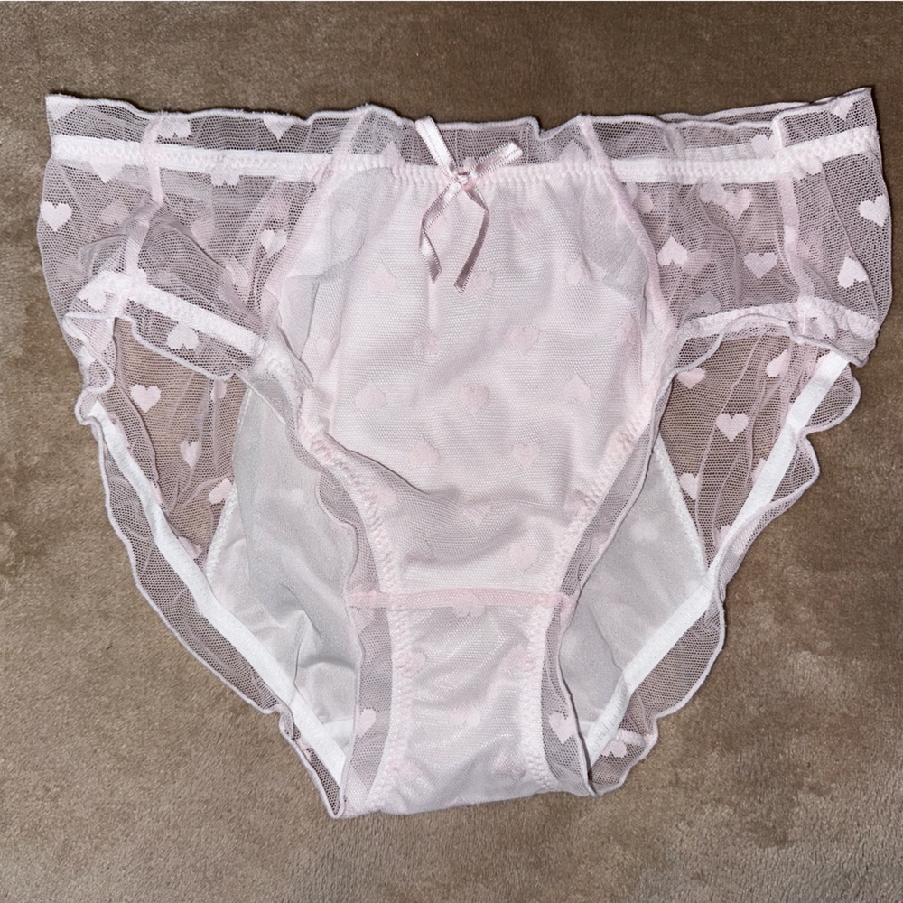 Light Pink Full 3 way coverage Menstrual Panties Sheer side mesh with ruffles